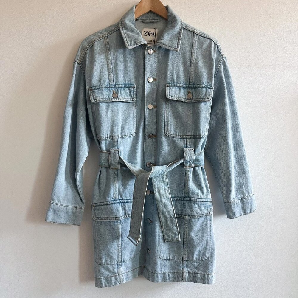 Zara "The Lexi Dress" Denim Utility Belted Dress